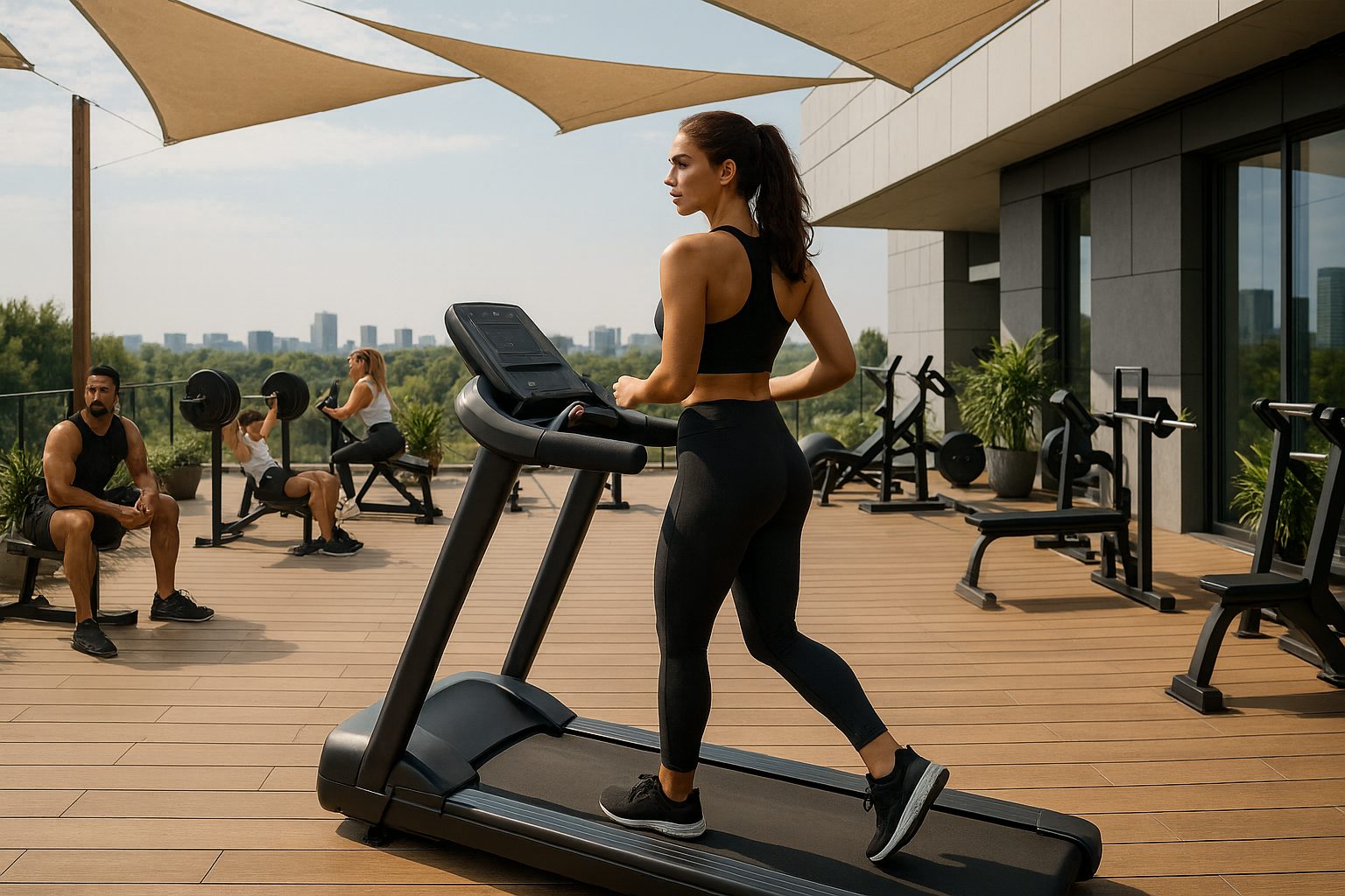 Salle de sport en rooftop de la résidence Löftéa à Casablanca